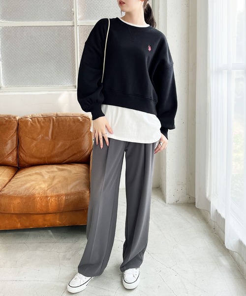 「U.S. POLO ASSN.」 スウェットカットソー MEDIUM オートミール レディース_画像4