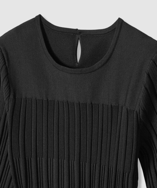 美品✨アナイ　ウールタフタドッキングワンピース ギャザー　切替　膝丈　ブラック ANAYI（アナイ） ワンピース タフタドッキング ワンピース : ZOZOTOWN