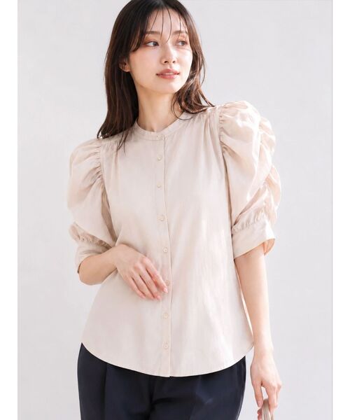 TONAL（トーナル） ブラウス シャツ チンツギャザースリーブシャツ 