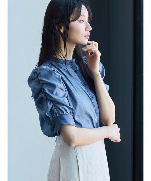 TONAL（トーナル） ブラウス シャツ チンツギャザースリーブシャツ 
