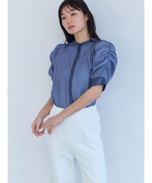 TONAL（トーナル） ブラウス シャツ チンツギャザースリーブシャツ 