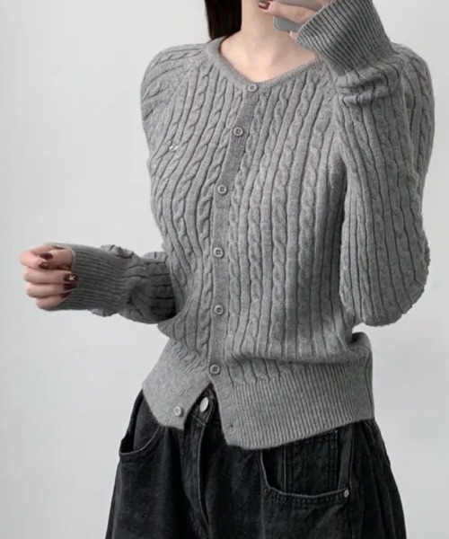 Emilie tシャツ ケーブル編み ショート丈 コンパクトニット
