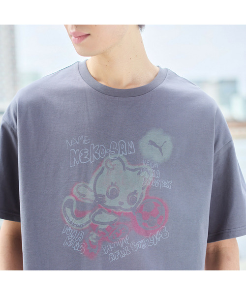 PUMA（プーマ） tシャツ ユニセックス NEKO-san スケッチ グラフィック