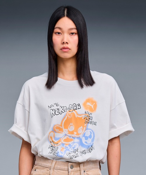 PUMA（プーマ） tシャツ ユニセックス NEKO-san スケッチ グラフィック