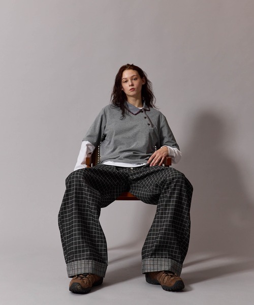 Civvy Roll-Up Check Denimロールアップチェックデニム CIVVY. ジーンズ Roll-Up Check Denim - ロールアップチェックデニム