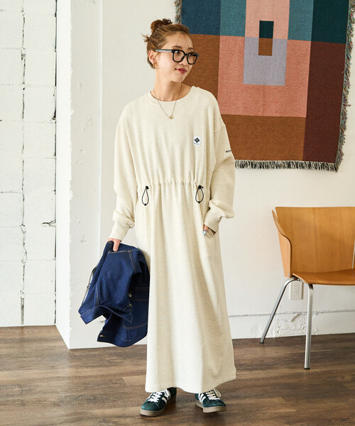 「FREAK'S STORE」 「Columbia」長袖ワンピース MEDIUM ライトグレー レディースの画像