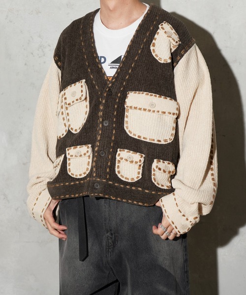 カーディガン PHINGERIN / フィンガリン PG1 POCKET CARDIGAN (PD-252-KN-021) メンズの画像