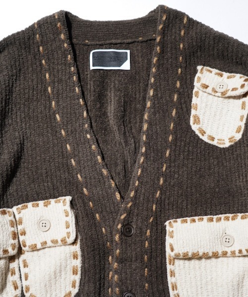 カーディガン PHINGERIN / フィンガリン PG1 POCKET CARDIGAN (PD-252-KN-021) メンズの画像
