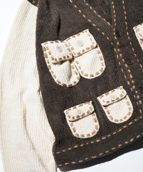 カーディガン PHINGERIN / フィンガリン PG1 POCKET CARDIGAN (PD-252-KN-021) メンズの画像