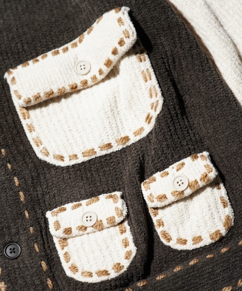 カーディガン PHINGERIN / フィンガリン PG1 POCKET CARDIGAN (PD-252-KN-021) メンズの画像