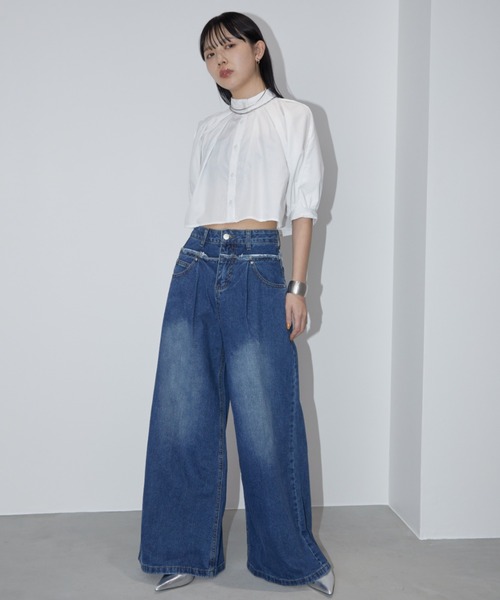 「Aunt Marie's」 デニムパンツ L ライトブルー レディース_画像2