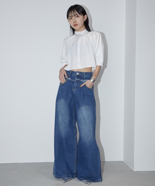 「Aunt Marie's」 デニムパンツ L ライトブルー レディース_画像3