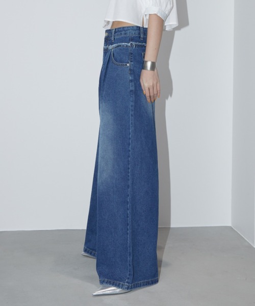 「Aunt Marie's」 デニムパンツ L ライトブルー レディース_画像4