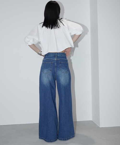 「Aunt Marie's」 デニムパンツ L ライトブルー レディース_画像6