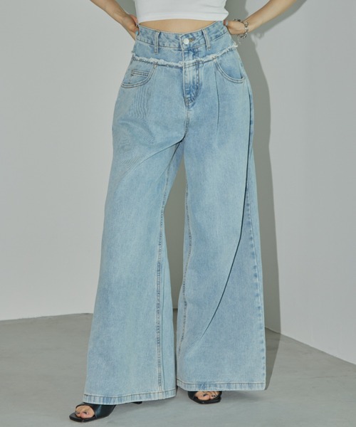 「Aunt Marie's」 デニムパンツ L ライトブルー レディース_画像8
