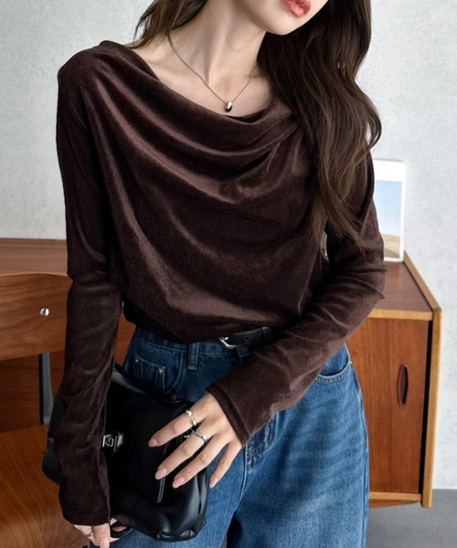 Eclat one tシャツ 「Eclat one」フロント ドレープ シアー ベロア