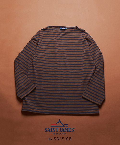 人気カラー★SAINT JAMES 長袖 ボーダーカットソー ブラウン サイズ3 SAINT JAMES（セントジェームス） tシャツ SAINT JAMES for EDIFICE