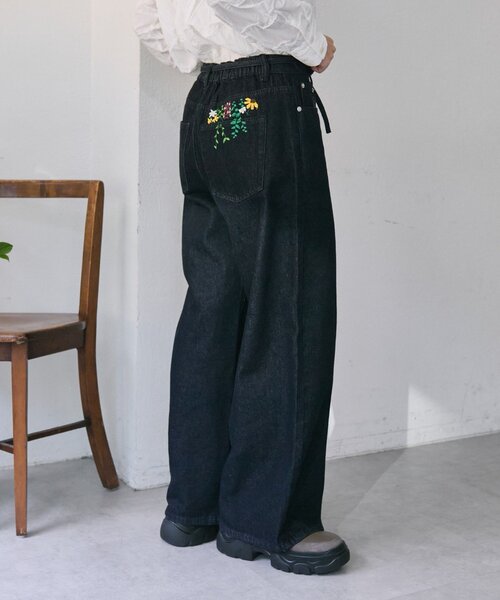 「ear PAPILLONNER」 デニムパンツ FREE インディゴブルー レディース_画像4