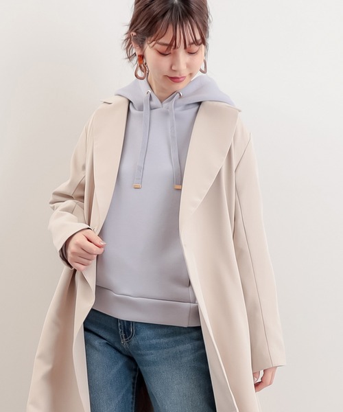 OURきれいめパーカー　リッチベージュ　完売再販なし JUNRED(ジュンレッド) / エッジスプレースウェットダブルジップ