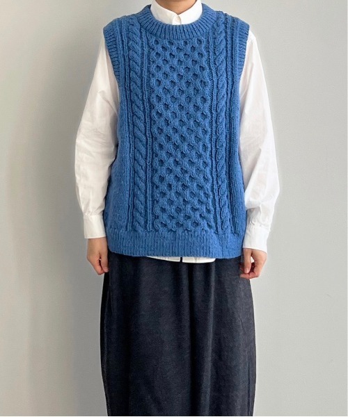 "Cable Knit Vest"ケーブルニットベスト HARVESTY（ハーベスティ） ニット セーター HARVESTY/ハーベスティー