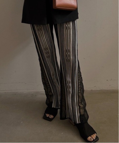 パンツ AMERI VARIOUS FABRICS SHEER KNIT PANTS Ameri（アメリ） パンツ VARIOUS FABRICS SHEER KNIT PANTS レディース