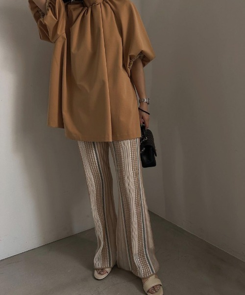 Ameri（アメリ） パンツ VARIOUS FABRICS SHEER KNIT PANTS レディース