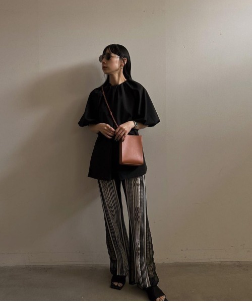 Ameri（アメリ） パンツ VARIOUS FABRICS SHEER KNIT PANTS レディース