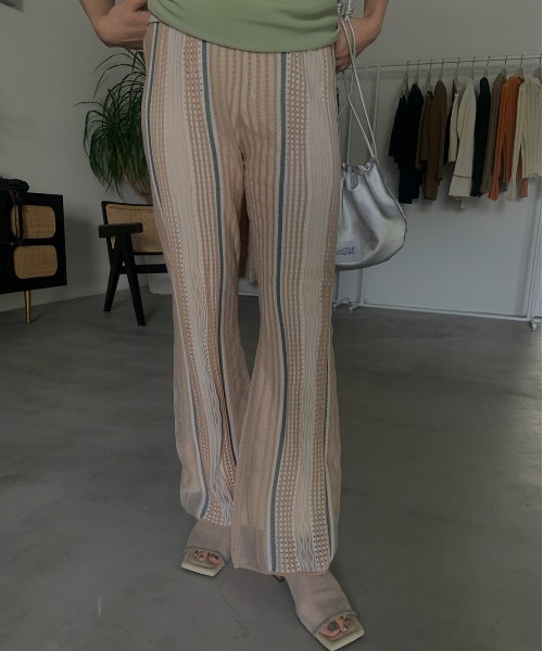 Ameri パンツ VARIOUS FABRICS SHEER KNIT PANTS レディース