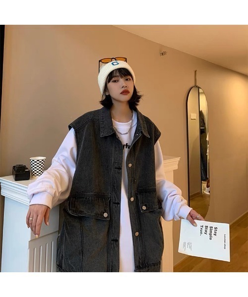 NO WAY デニムジャケット gジャン デニムベスト レディース メンズ