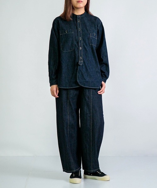 ワイドパンツ ジーンズ デニム デニムパンツ 「D.M.G. / ディーエムジー」 10ozムラ糸デニム アーモンドパンツ レディースの画像