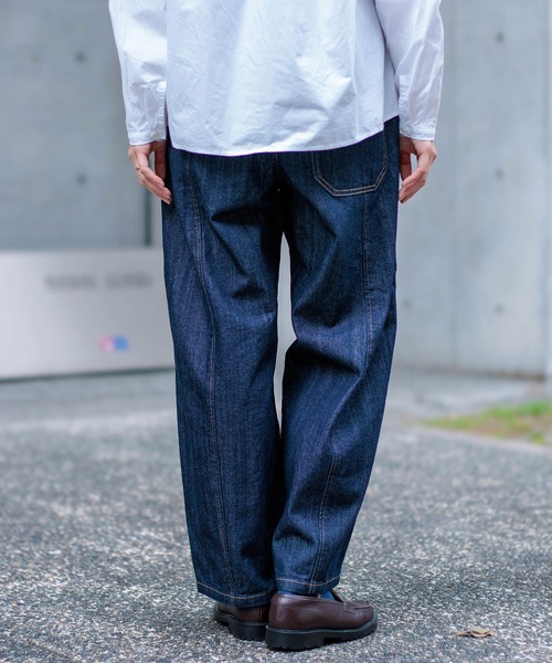 ワイドパンツ ジーンズ デニム デニムパンツ 「D.M.G. / ディーエムジー」 10ozムラ糸デニム アーモンドパンツ レディースの画像