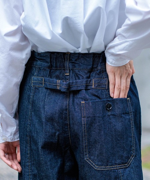ワイドパンツ ジーンズ デニム デニムパンツ 「D.M.G. / ディーエムジー」 10ozムラ糸デニム アーモンドパンツ レディースの画像