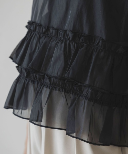 rectangle ブラウス シャツ シアーチュールトップス レディース