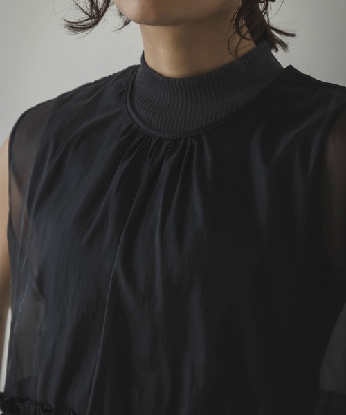 rectangle ブラウス シャツ シアーチュールトップス レディース