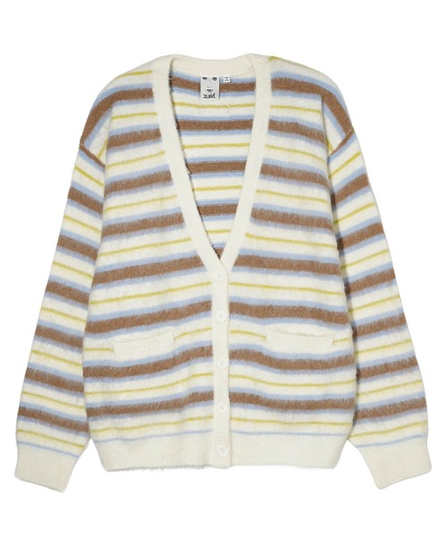 X-girl ニット MULTI STRIPE SHAGGY KNIT CARDIGAN レディース 