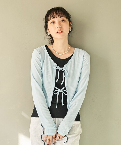 カーディガン シアー リブショート リボン カーディガン レディース | FREAK'S STORE | 20