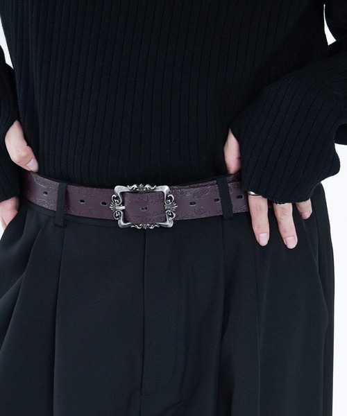 Ellno Loset（エルノロゼット） ベルト エンボスフラワーベルト メンズ