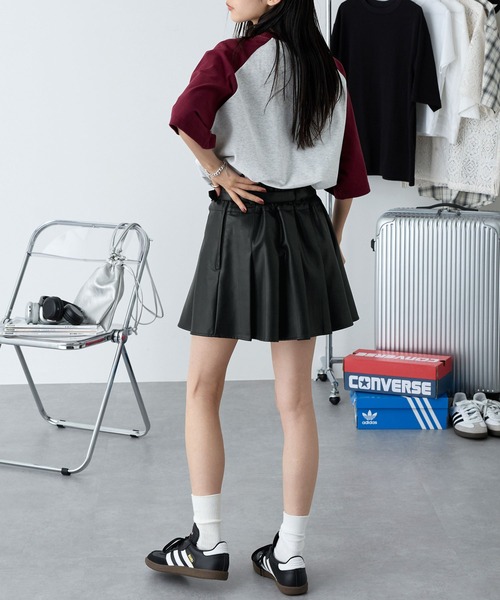 VIP価格♡【Max Mara Studio】ベルト付きプリーツスカート セール】ベルト付きボックスプリーツミニスカート（スカート