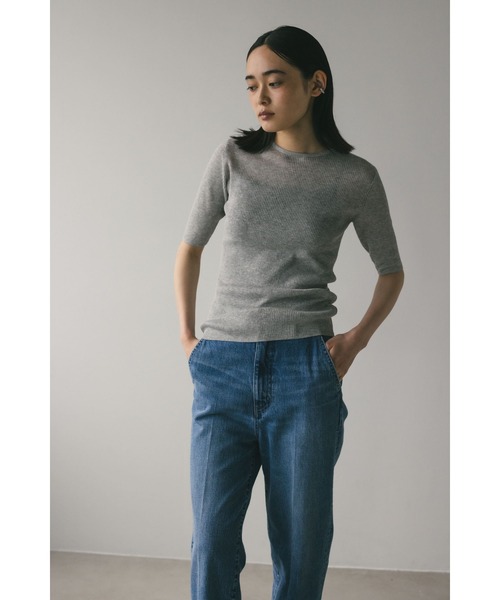 ニット セーター Sheer Lame Rib Top レディース STYLEMIXER ニット セーター シアーリブラメニットトップ