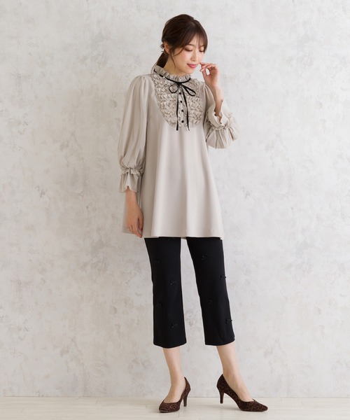 ローズティアラ（Rose Tiara）/リボンクロップド丈レギンスパンツ Rose Tiara（ローズティアラ） パンツ リボンクロップド丈レギンス