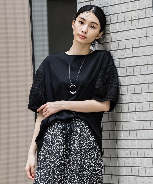 la.f（ラ・エフ） tシャツ 袖ジャガードポンチカットソー「洗濯機で