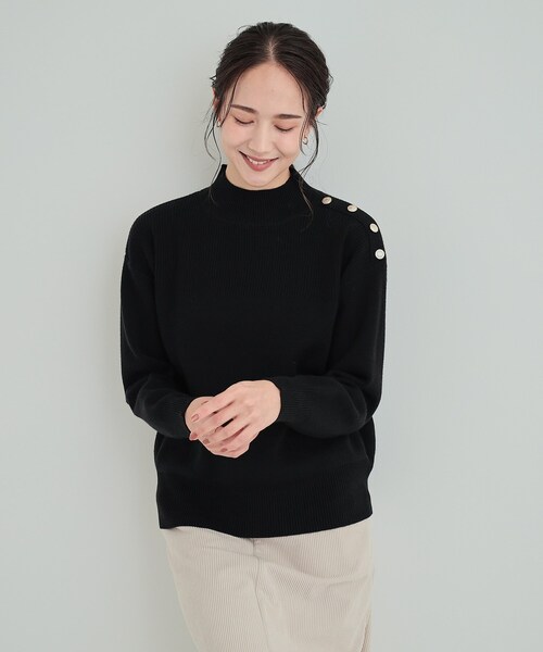 ニット セーター 「洗える／ビジュー」リブニットトップス レディース 洗える／ビジュー】リブニットトップス（ニット/セーター