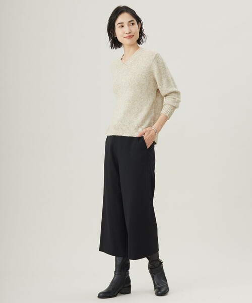 ニット セーター 「洗える」WARMY LUREX Vネック レディース