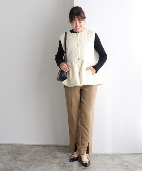 ベスト ジレ ドライタッチペプラムジレ レディース Pierrot ベスト ジレ 中綿ペプラムベスト レディース : ZOZOTOWN