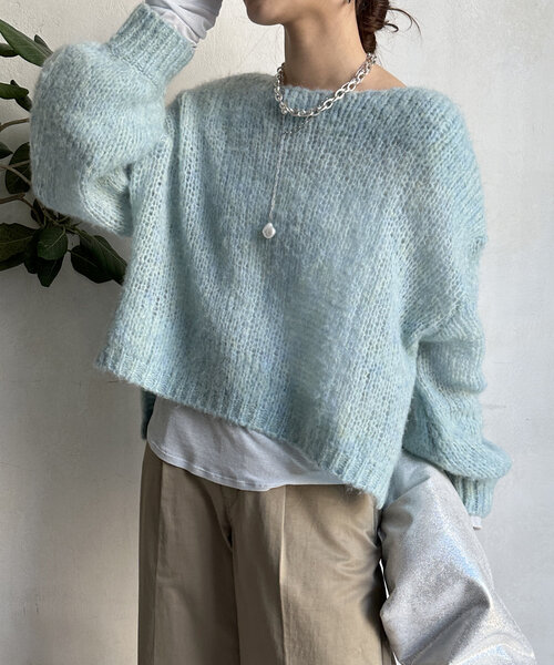 レディース モヘヤニット プルオーバー DouDou ニット セーター 「新色追加」モヘヤメッシュプル