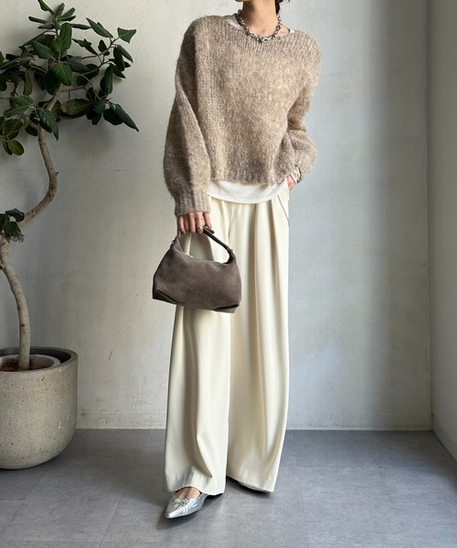 DouDou（ドゥドゥ） ニット セーター 「新色追加」モヘヤメッシュプル