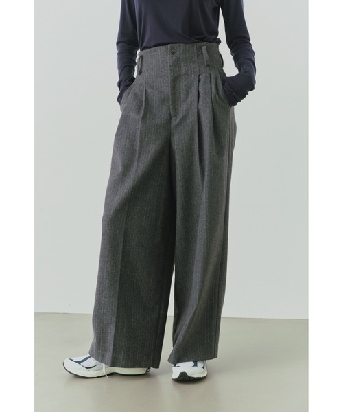 アリシアスタン　ハイウェストパンツSサイズ セール】High Waist Tuck Wide Pants /ハイウエストタックパンツ