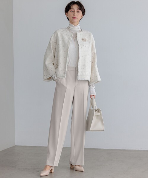 ジャケット ノーカラージャケット GIOLICA ノーカラー ツイード