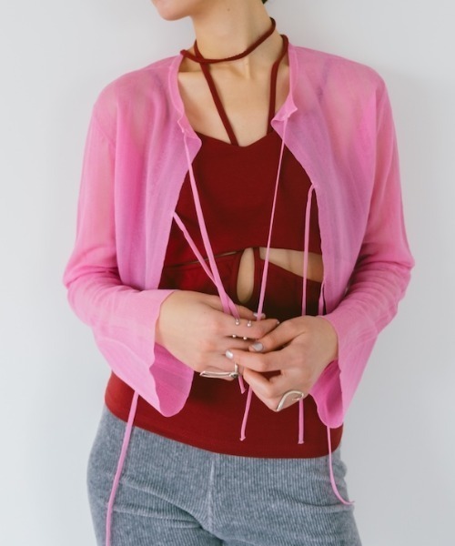 sahara シアーフーディーカーディガン Sheer Hoodie Cardigan｜シアー