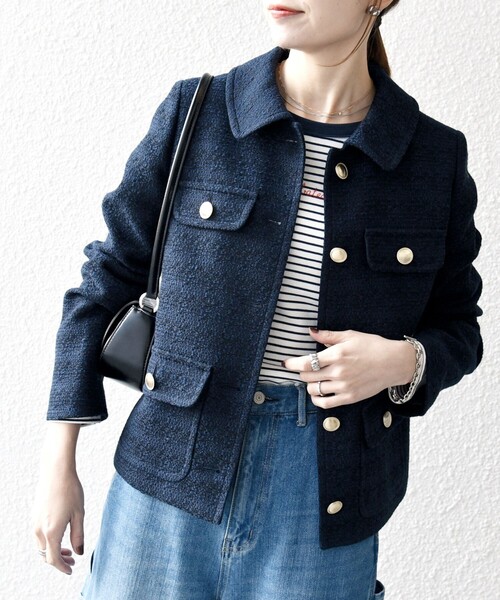 SHIPS any ジャケット テーラードジャケット any: ツイード シングル